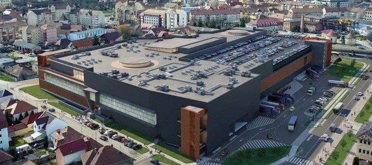 Shopping centre — aerial view